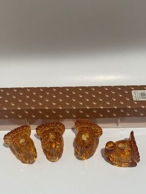 Williams Sonoma Amber Glass Turkey candle holders